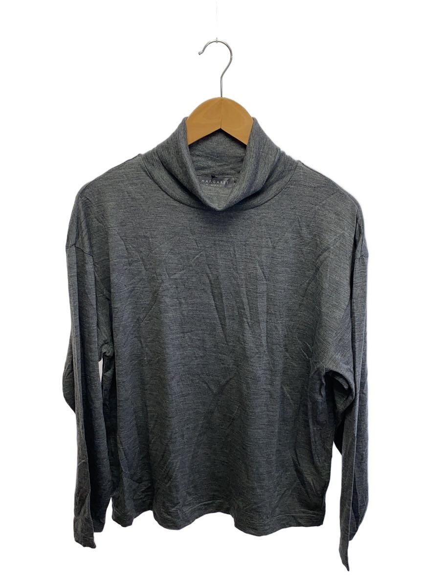 【中古】MARGARET HOWELL◆25AW/MILLED SUPERFINE MERINO JERSEY TOP/M/羊毛/GRY【メンズウェア】