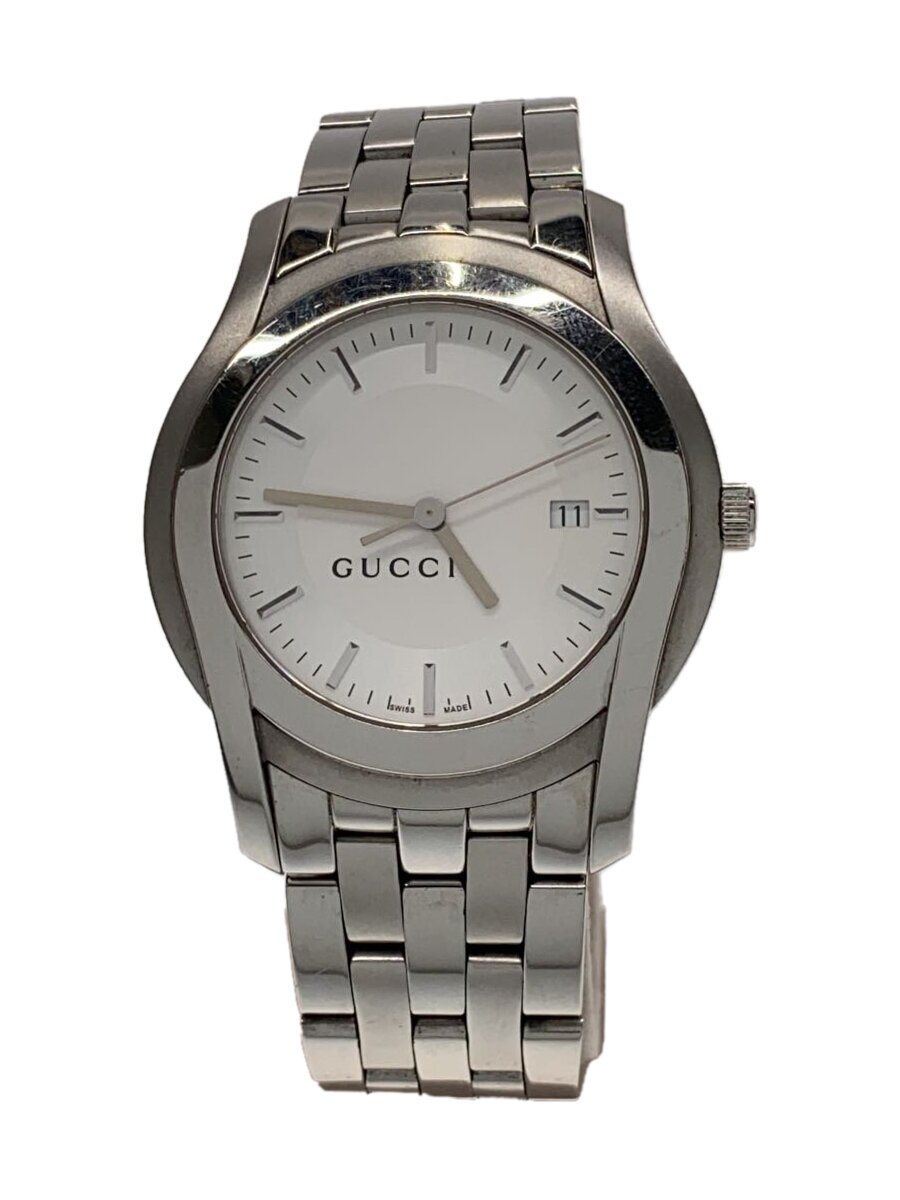 【中古】GUCCI◆ウオッチ/アナログ/ステンレス鋼/WHT/SLV/YA055212//【服飾雑貨他】