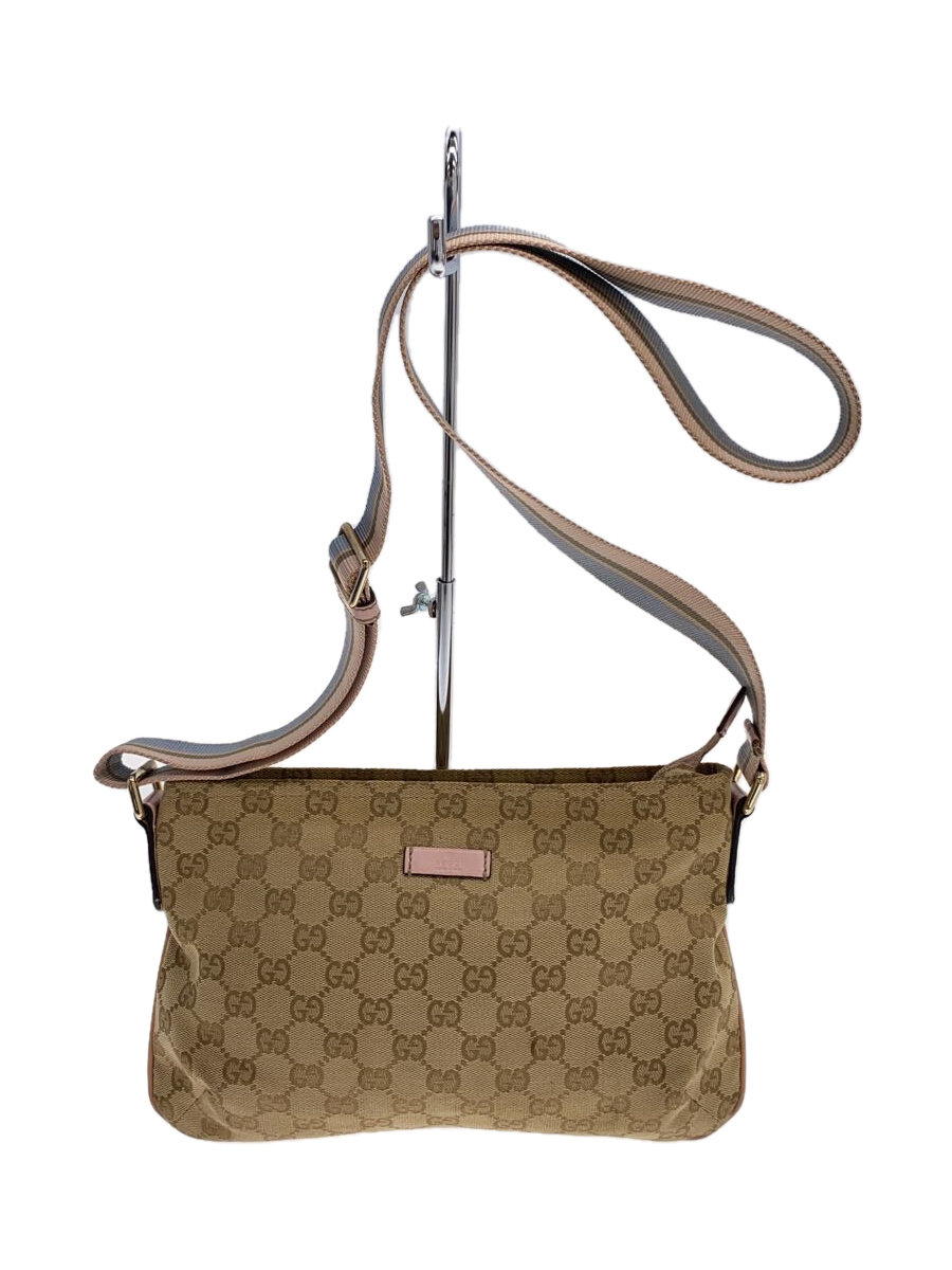 【中古】GUCCI◆ショルダーバッグ_GG帆布/帆布/BRW/総柄//【御徒面子】