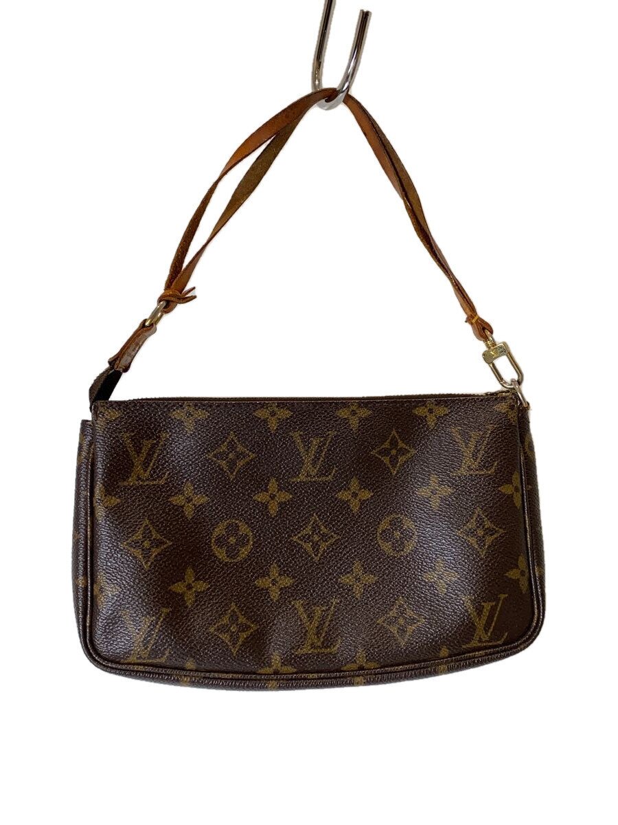 【中古】LOUIS VUITTON◆1)ポシェット・アクセソワール_モノグラム・帆布_BRW/PVC/BRW【御徒面子】