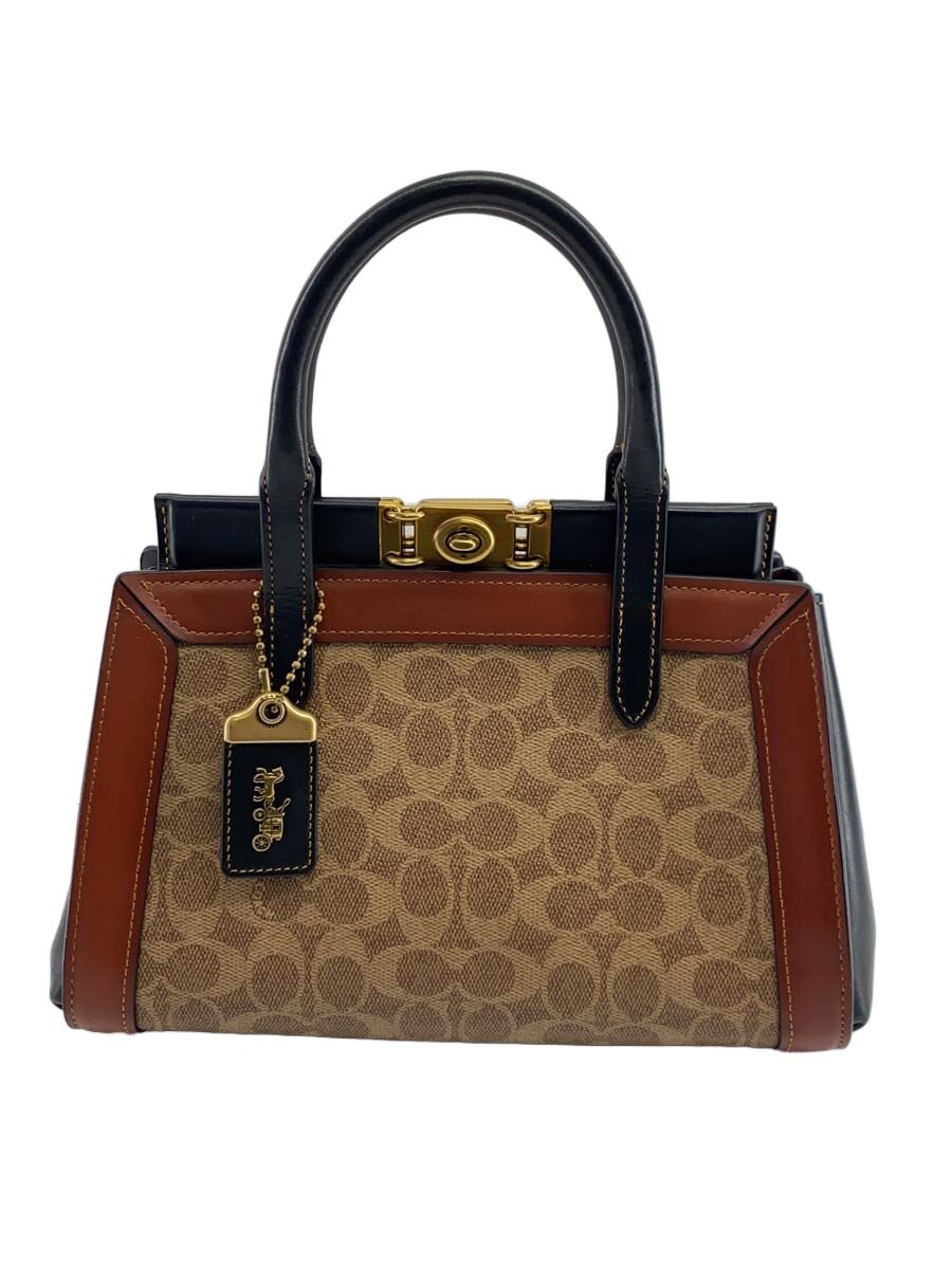 【中古】COACH◆ハンドバック_名書き/PVC/BRW【御徒面子】