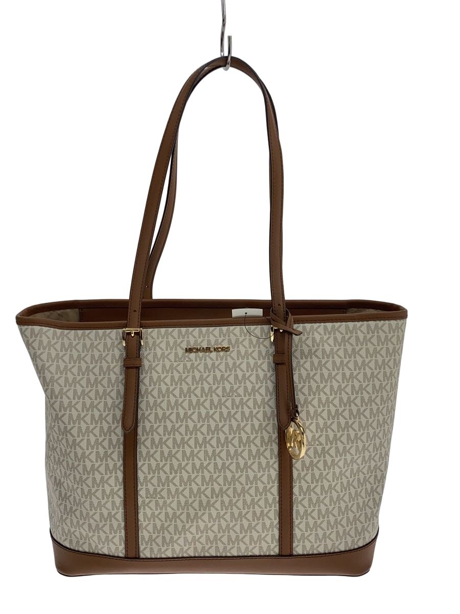 【中古】MICHAEL KORS◆トートバッグ/PVC/CRM/総柄【御徒面子】