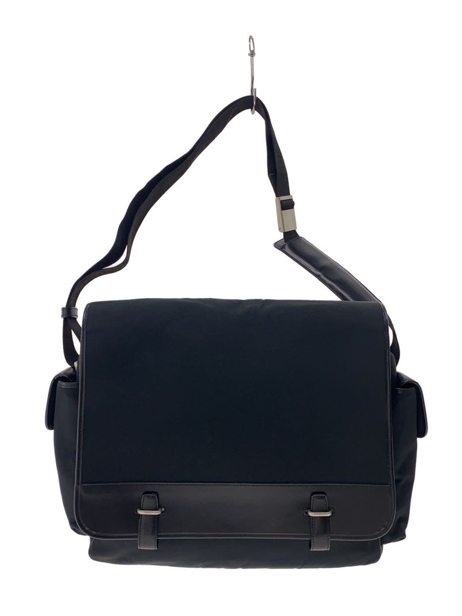 【中古】dunhill◆ショルダーバッグ/ナイロン/BLK/無地【御徒面子】