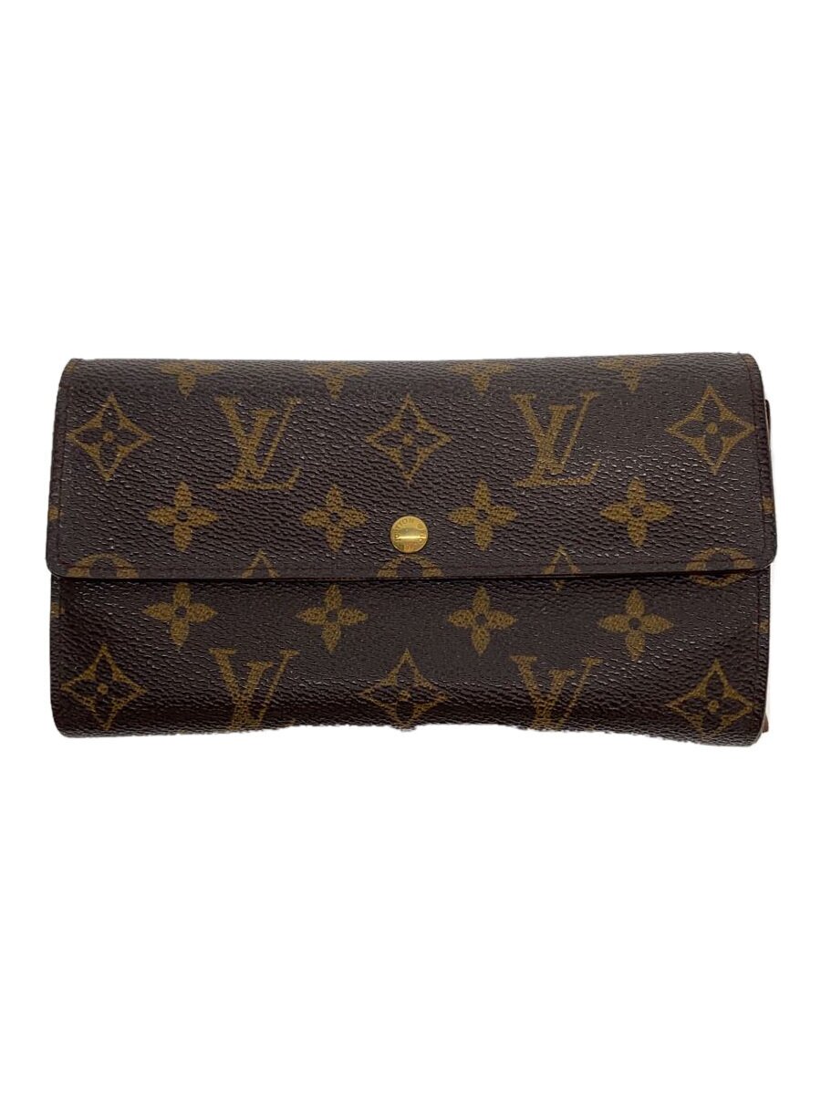 【中古】LOUIS VUITTON◆3)ポシェット・ポルト・モネ・クレディ_モノグラム・キャンバス_BRW/PVC/BRW/レディース【服飾雑貨他】