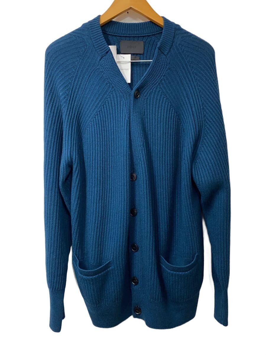 【中古】YOKE◆24AW/Rib Cardigan/編み物・プルオーバー(朦々たる)/2/羊毛/BLU/YK24FW0836S【メンズウェア】