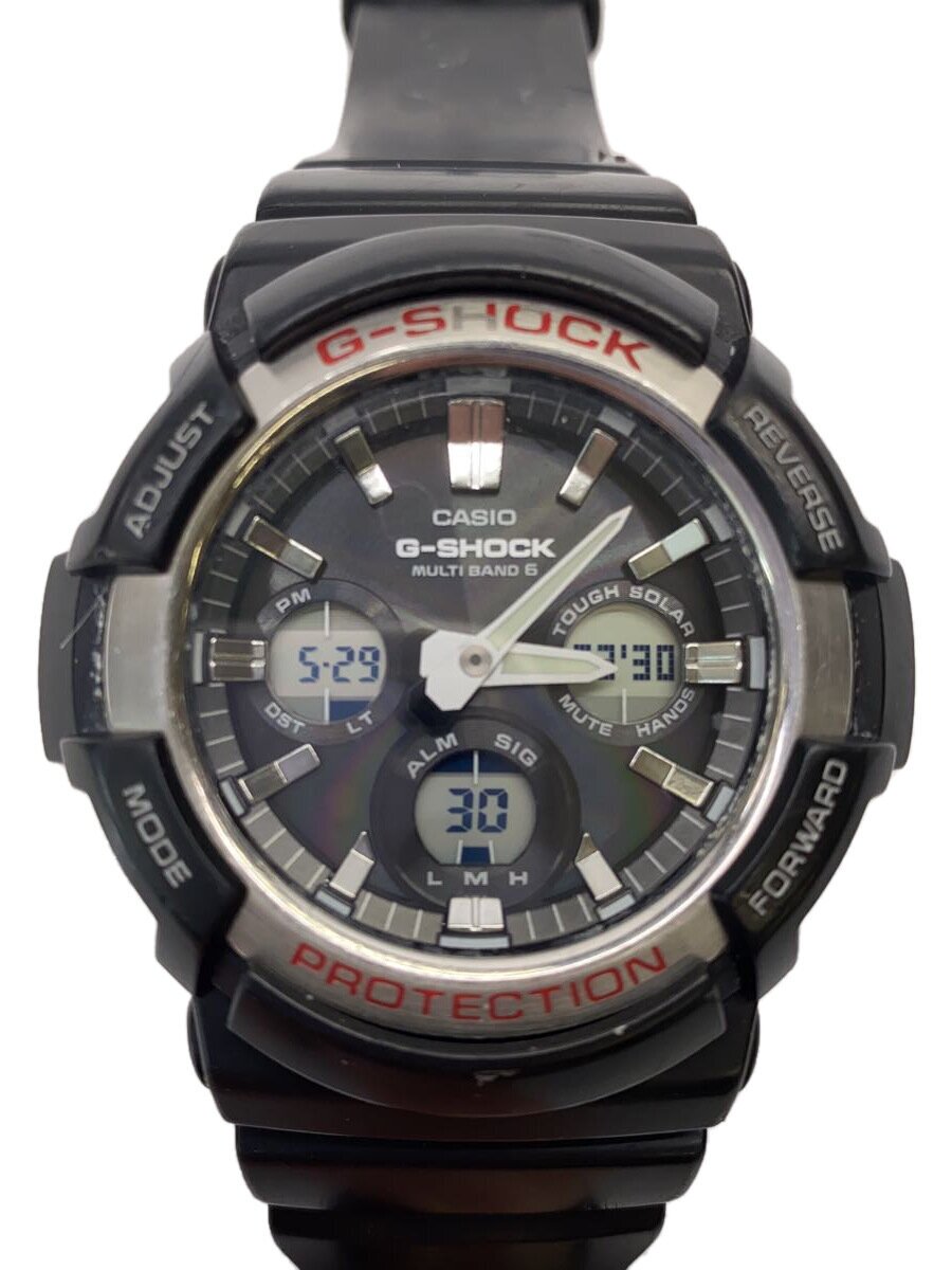 【中古】CASIO◆ソーラーウオッチ・G-SHOCK/デジアナ/天然ゴム/BLK/BLK/SS【服飾雑貨他】