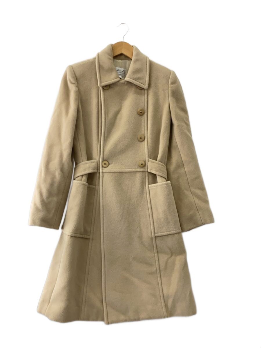 【中古】ARMANI COLLEZIONI◆厚地の外套/38/羊毛/BEG【レディース御召しもの】