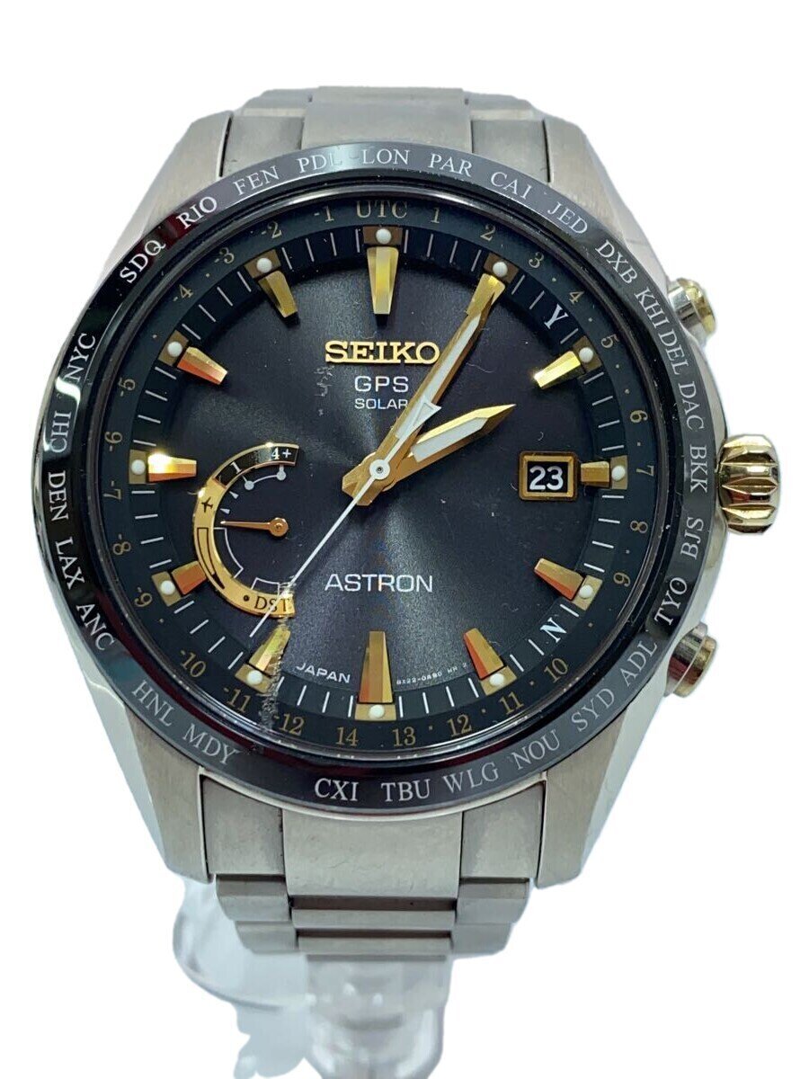【中古】SEIKO◆ウォッチ/アナログ/ステンレス鋼/BLK/SLV/8X22-0AG0-2【服飾雑貨他】