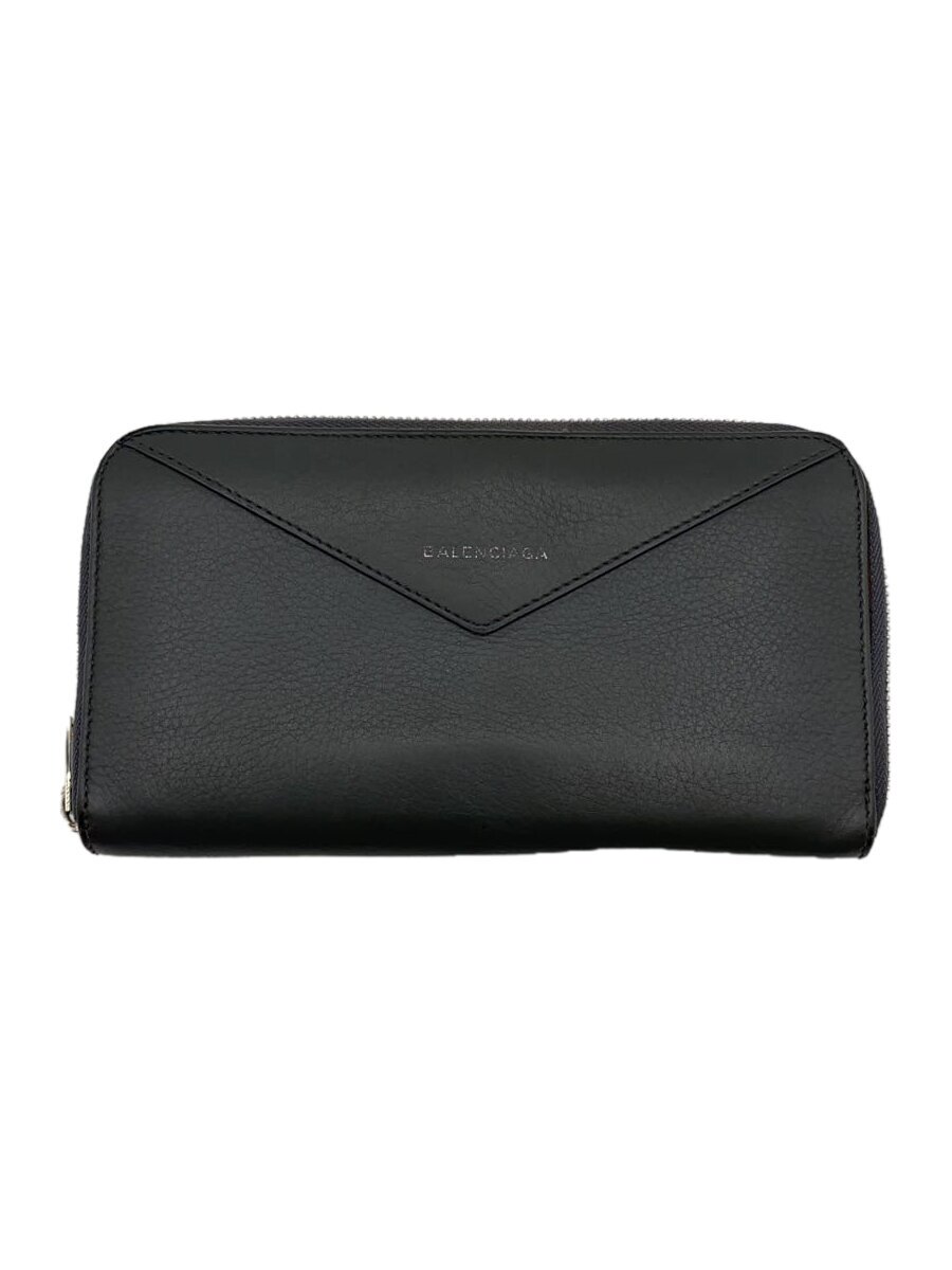 【中古】BALENCIAGA◆長紙入れ/なめし革/GRY/メンズ【服飾雑貨他】