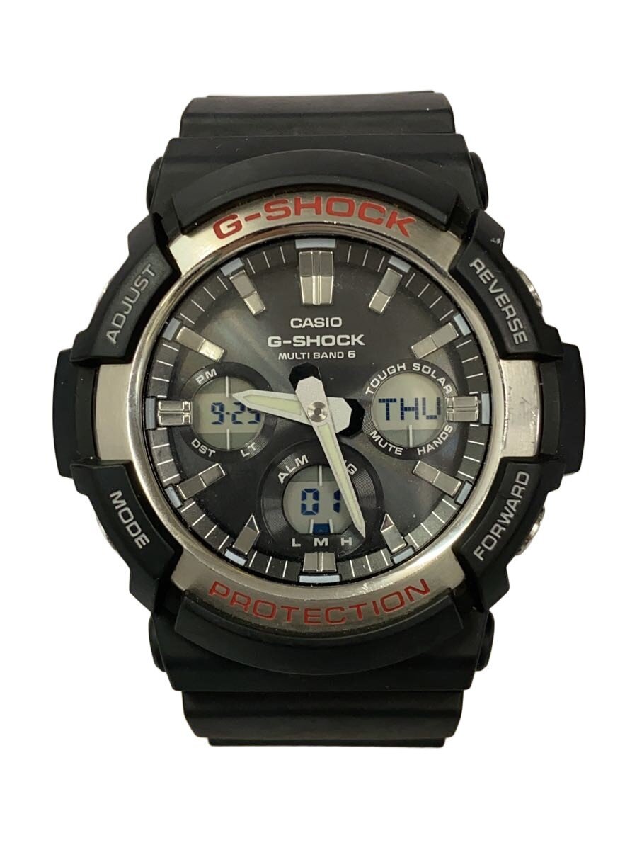 【中古】CASIO◆ソーラーウオッチ・G-SHOCK/デジアナ/天然ゴム/BLK/BLK【服飾雑貨他】
