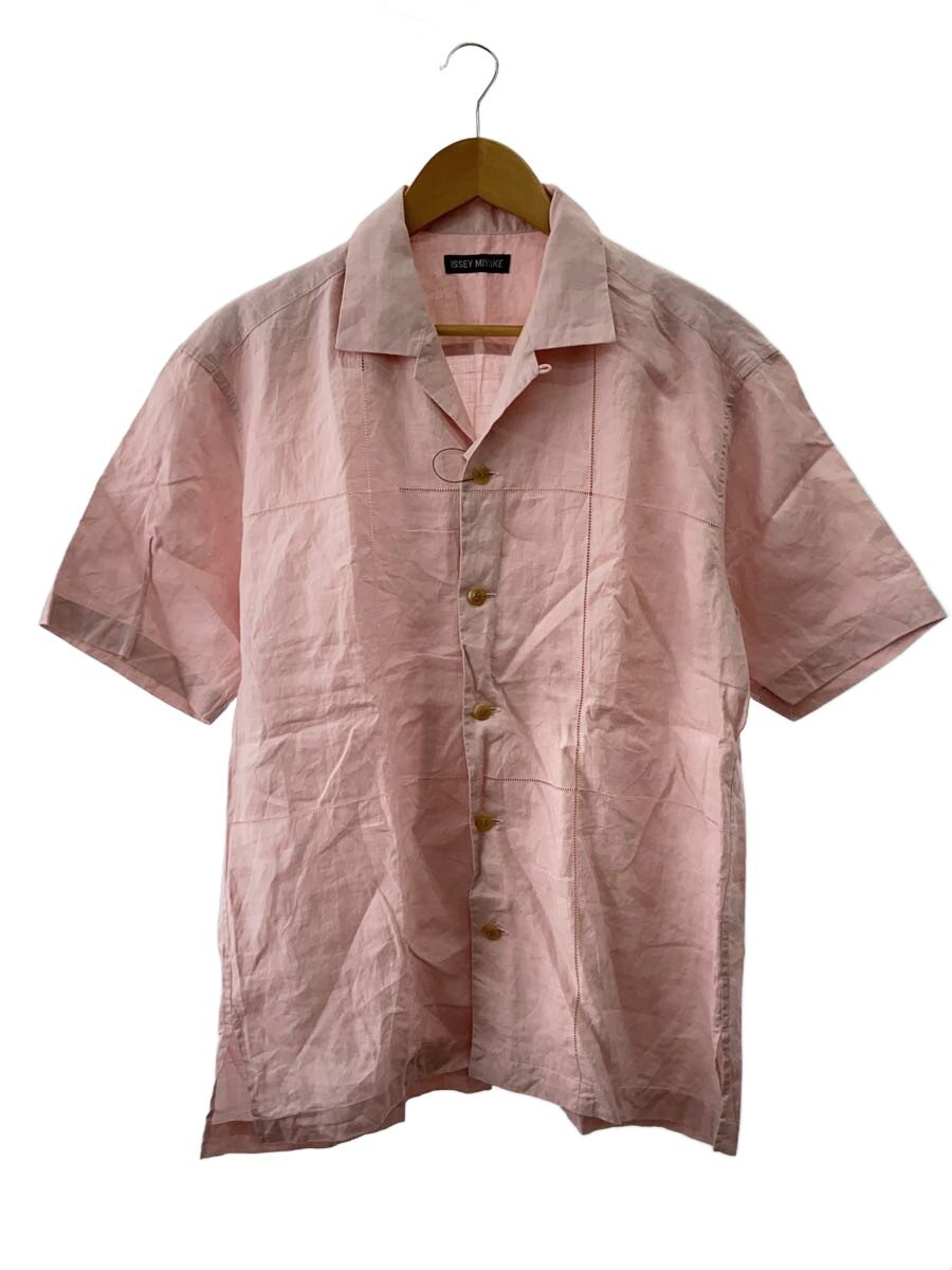 【中古】ISSEY MIYAKE◆03SS/半袖プルオーバー/3/リネン/PNK/ME31FJ004【メンズウェア】