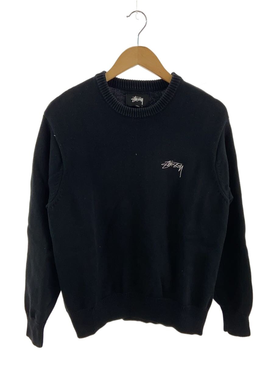 【中古】STUSSY◆CARE LABEL SWEATER/ニット・セーター(厚手)/S/コットン/BLK【メンズウェア】|2nd STREET 店