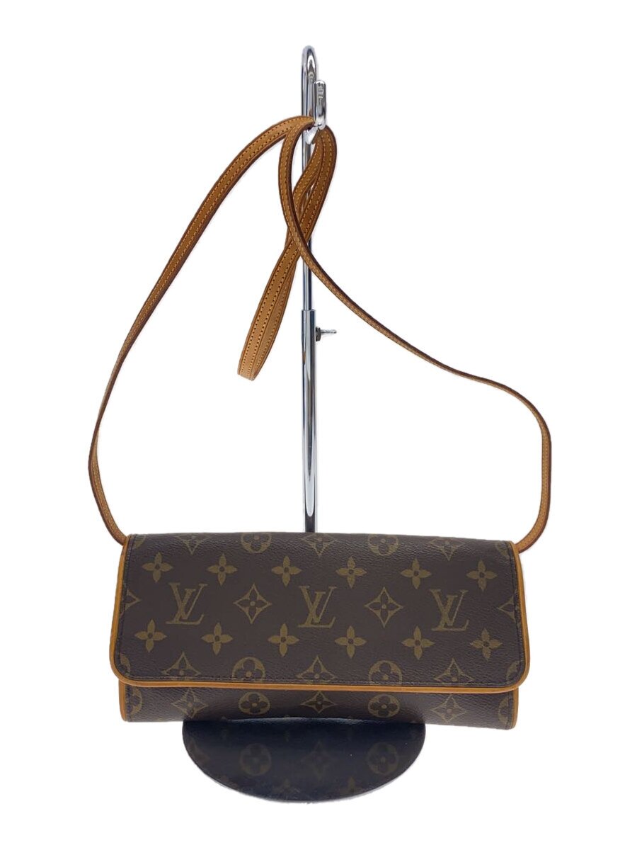【中古】LOUIS VUITTON◆ポシェット・ツインGM_モノグラム・帆布/PVC/BRW/ジップ打ちこわれるあり//【御徒面子】