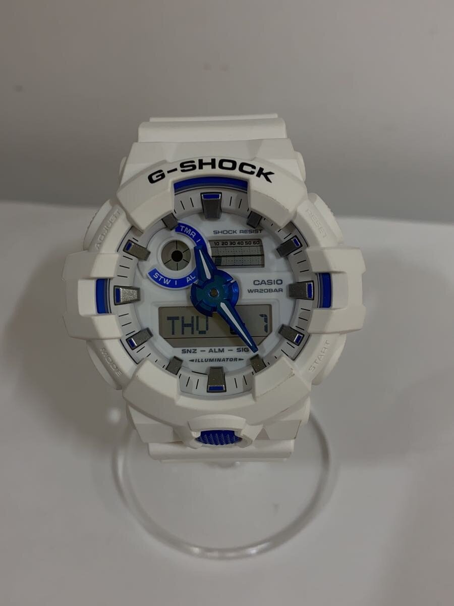 【中古】CASIO◆石英ウオッチ/アナログ/天然ゴム/WHT/WHT/GA-700HDS【服飾雑貨他】