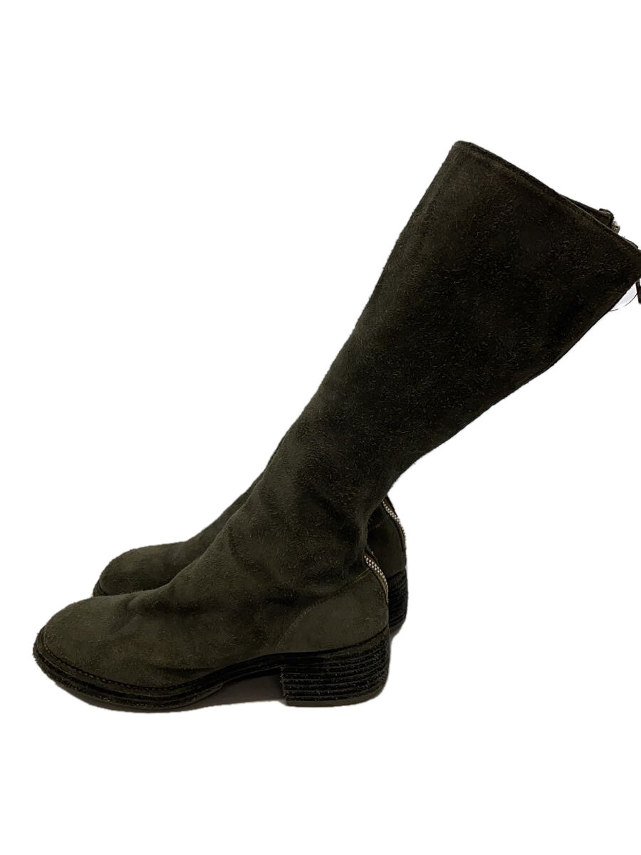 【中古】GUIDI◆バックジップ/ダブルソール/ブーツ/39/GRY/スウェード【シューズ】