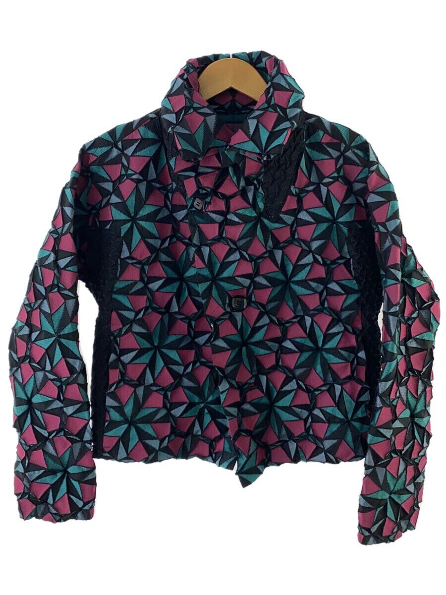【中古】ISSEY MIYAKE◆上衣/2/ポリエステル/マルチ色つや/総柄/IM54FC505【レディース御召しもの】