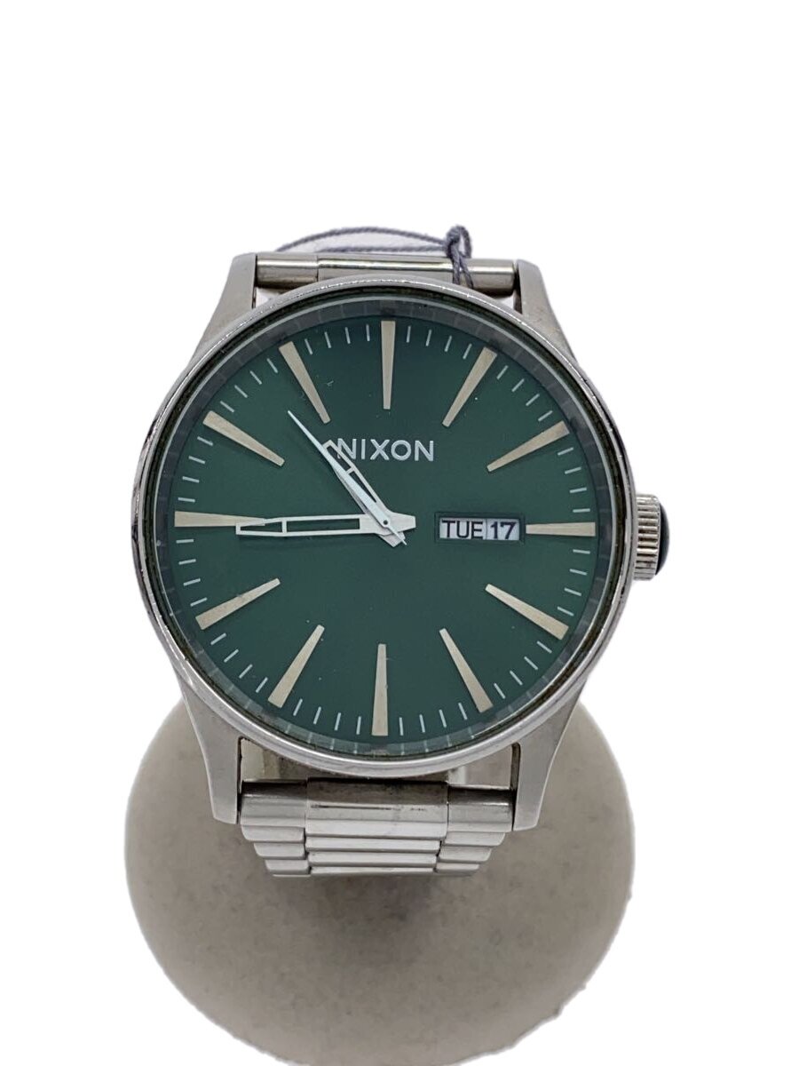 【中古】NIXON◆ウオッチ/アナログ/ステンレス鋼/GRN/SLV/THE SENTRY SS【服飾雑貨他】