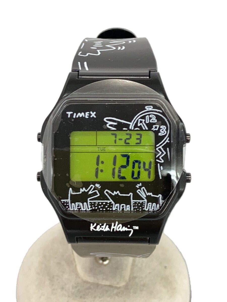【中古】TIMEX◆ウオッチ/デジタル/天然ゴム/BLK/BLK【服飾雑貨他】