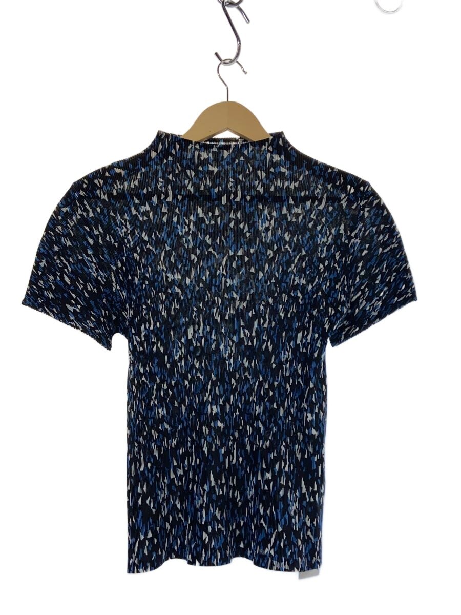 【中古】PLEATS PLEASE ISSEY MIYAKE◆PRINKLE MIST/半袖カットソー/3/ポリエステル/BLU/総柄【レディース御召しもの】