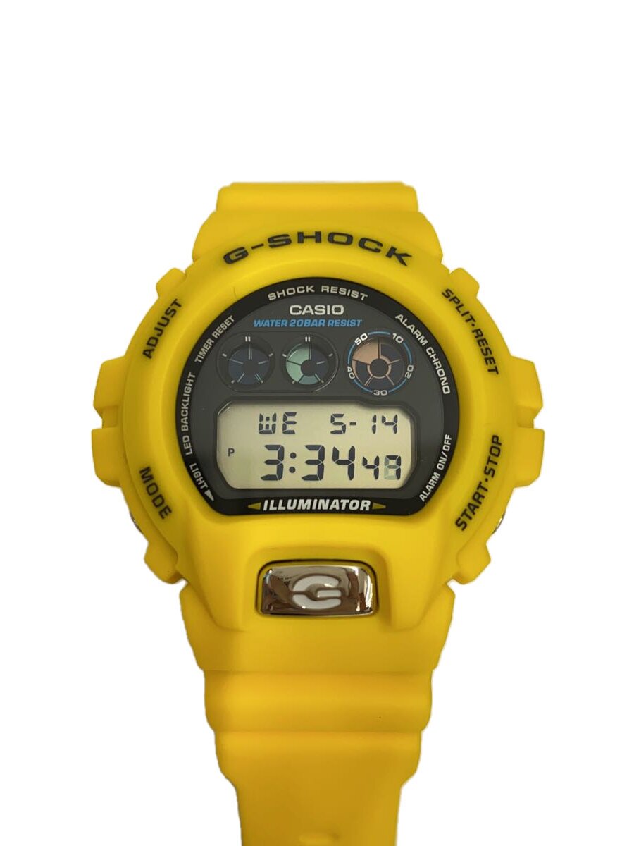 【中古】CASIO◆石英ウオッチ_G-SHOCK/デジタル/天然ゴム/YLW/YLW【服飾雑貨他】