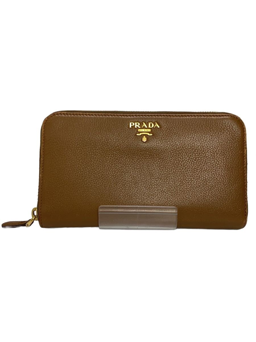 【中古】PRADA◆長紙入れ/なめし革/BRW/レディース【服飾雑貨他】