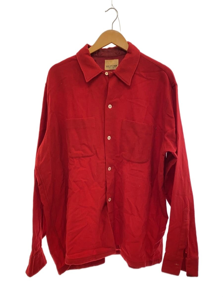 【中古】Van Heusen◆Vintage/50s/長袖プルオーバー/XL/羊毛/RED/無地【メンズウェア】