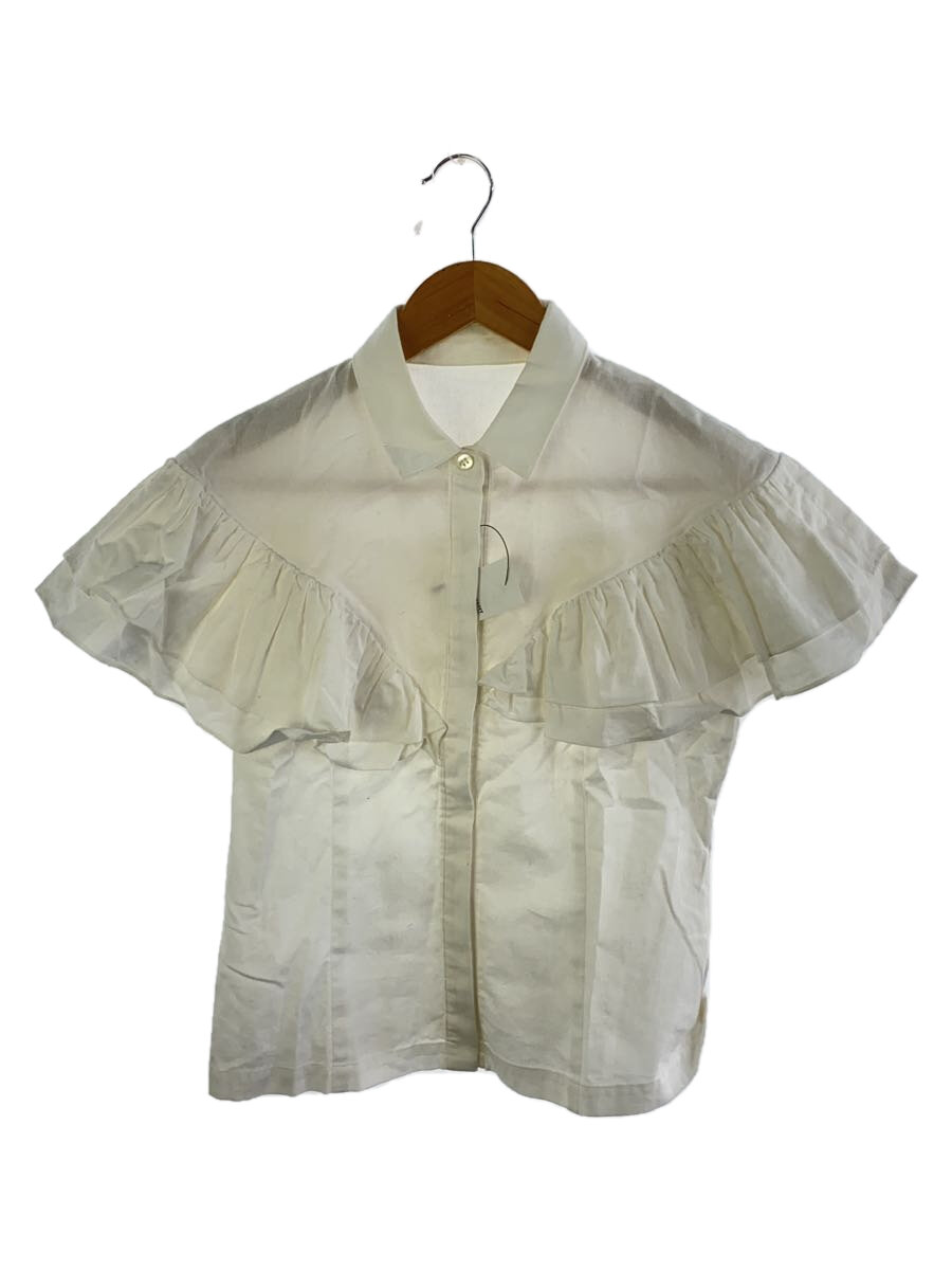【中古】Cygne◆ダブルフリルブラウス/半袖トップ/0/綿織物/白いこと//【レディースお召しもの】