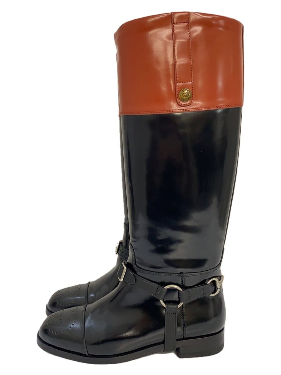 【中古】GUCCI◆GUCCI Zelda Harness Knee High Riding Boots/38/BLK/674670【シューズ】