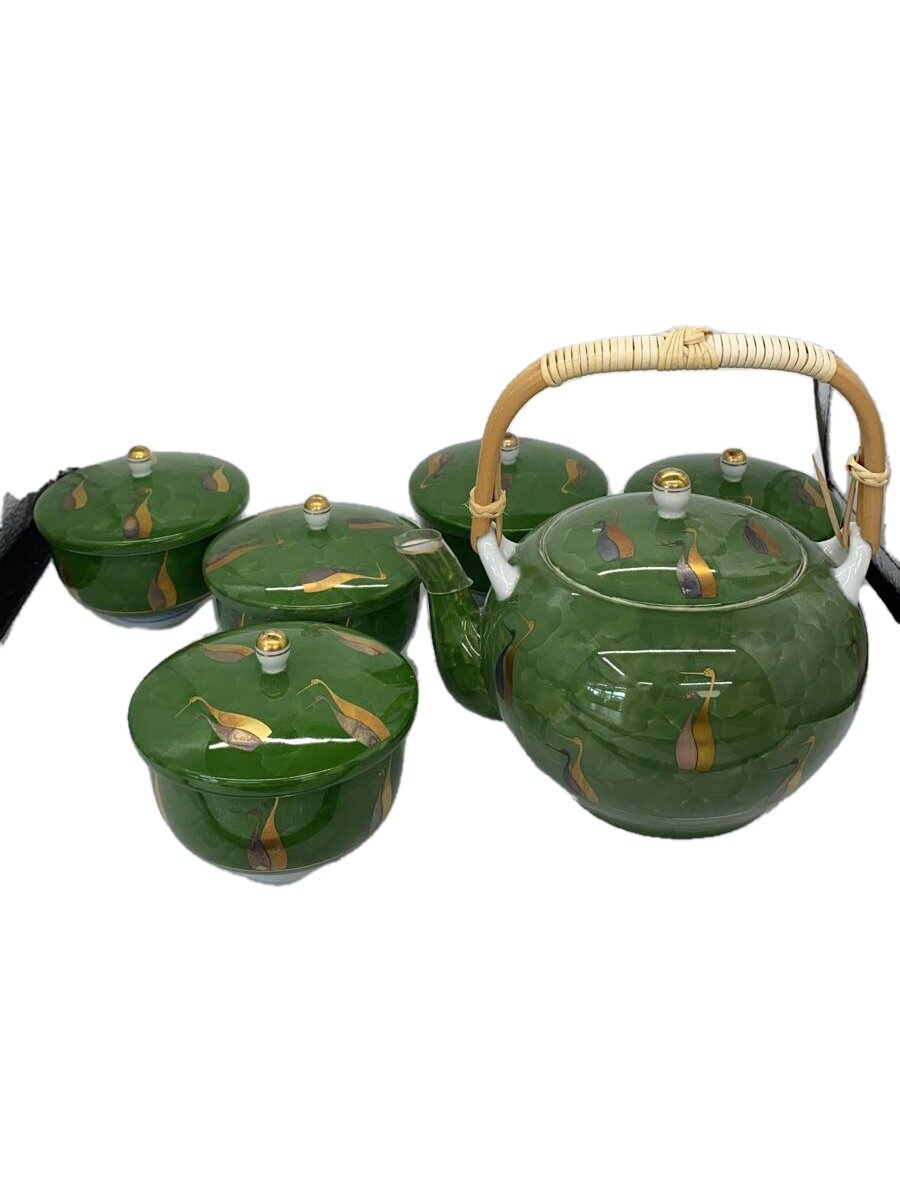 【中古】深川製磁◆湯呑/6点セット/GRN/有田焼/茶器揃/鶴/緑【キッチン用品】｜2ｎｄ STREET 店