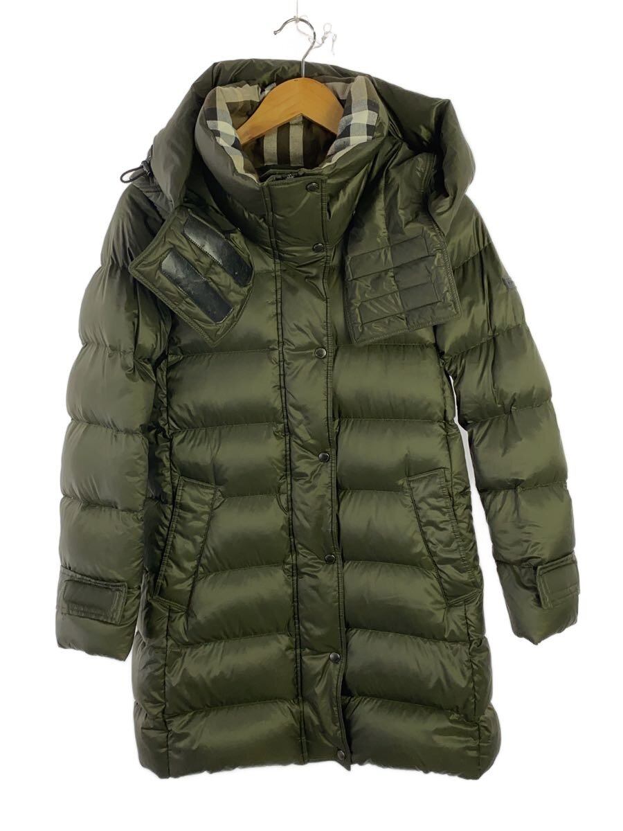 【中古】BURBERRY LONDON◆ロングダウンジャケット/XS/ポリエステル/KHK/無地//【レディース御召しもの】