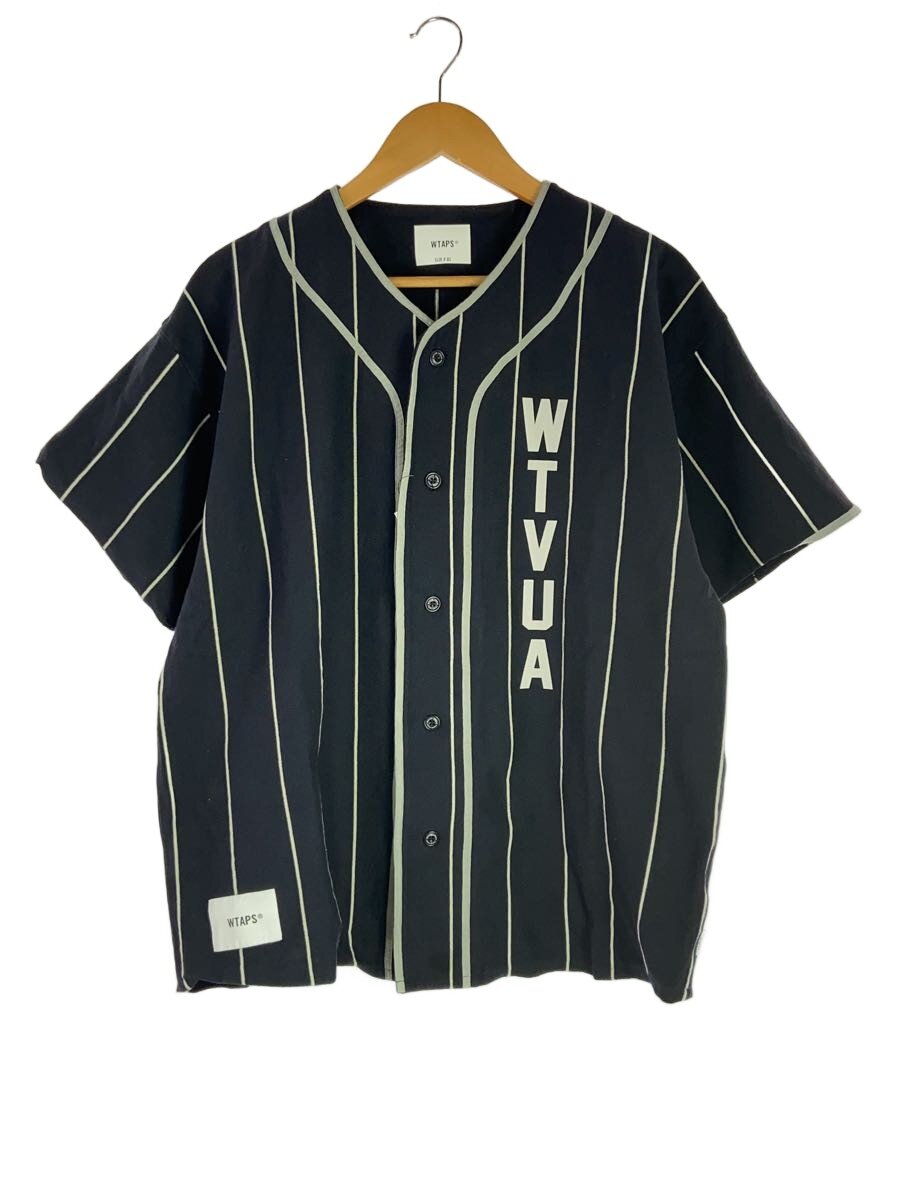 【中古】WTAPS◆半袖プルオーバー/3/綿織物/NVY/縞模様/251ATDT-CSM26/LEAGUE/SS/COTTON//【メンズウェア】