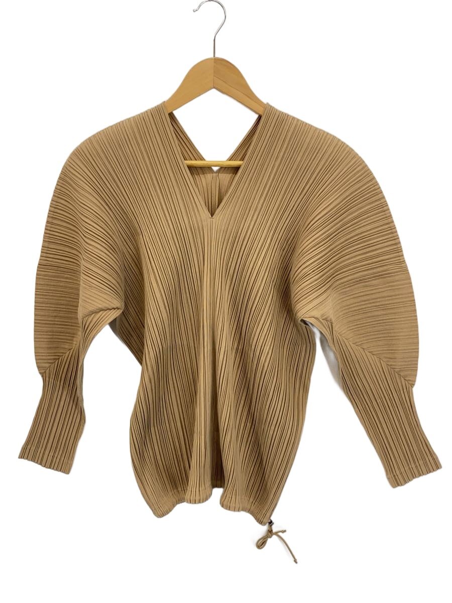 【中古】PLEATS PLEASE ISSEY MIYAKE◆長袖カットソー/--/綿織物/CML/無地/pp41-jk602【レディースお召しもの】