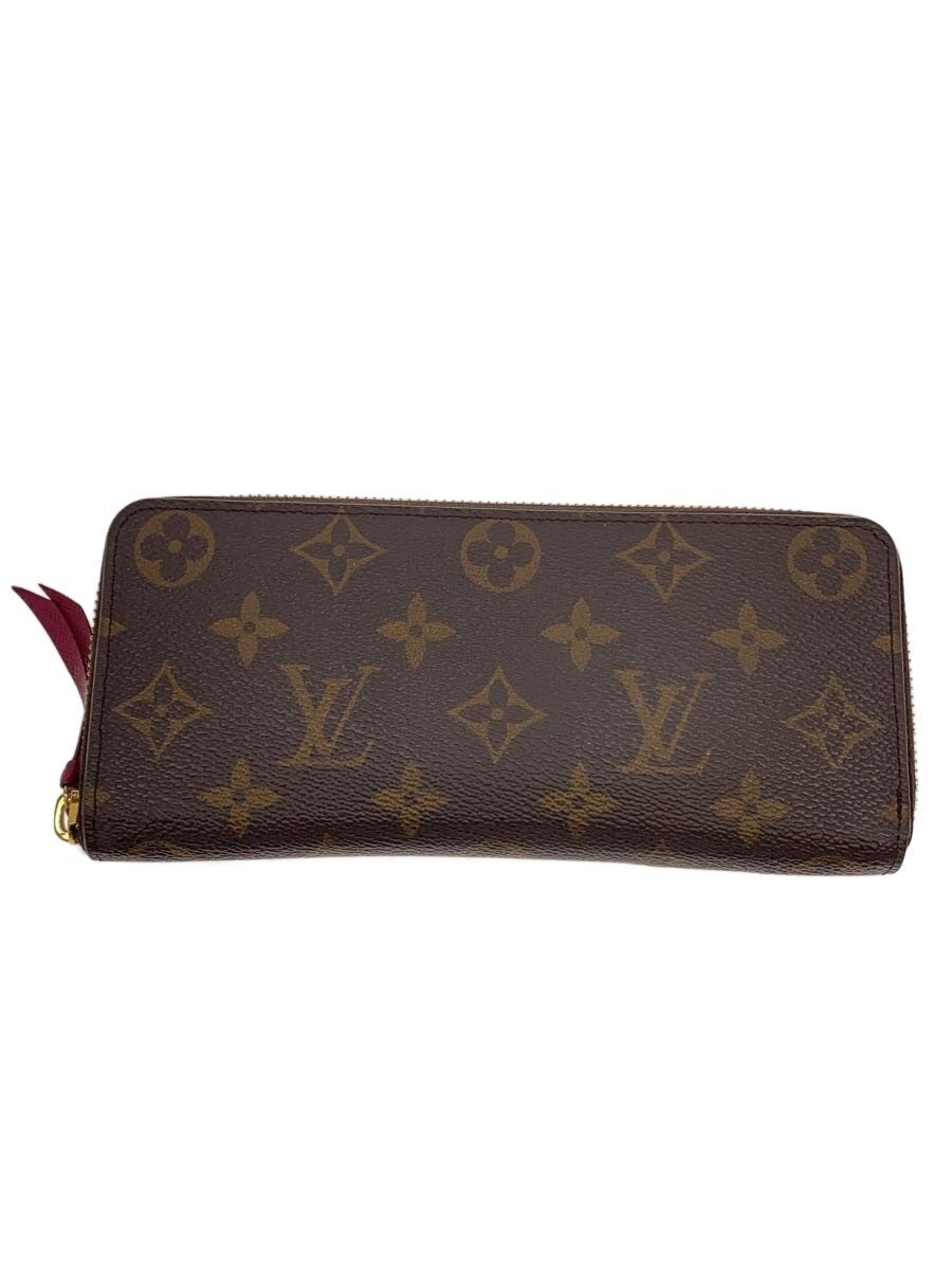 【中古】LOUIS VUITTON◆ポルト・フォイユ・クレマンス_モノグラム・帆布_フューシャ/PVC/BRW/レディース【服飾雑貨他】