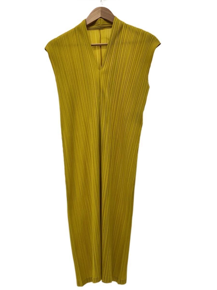 【中古】PLEATS PLEASE ISSEY MIYAKE◆ノースリーブワンピース/5/ポリエステル/YLW/無地【レディースウェア】|2nd STREET 店