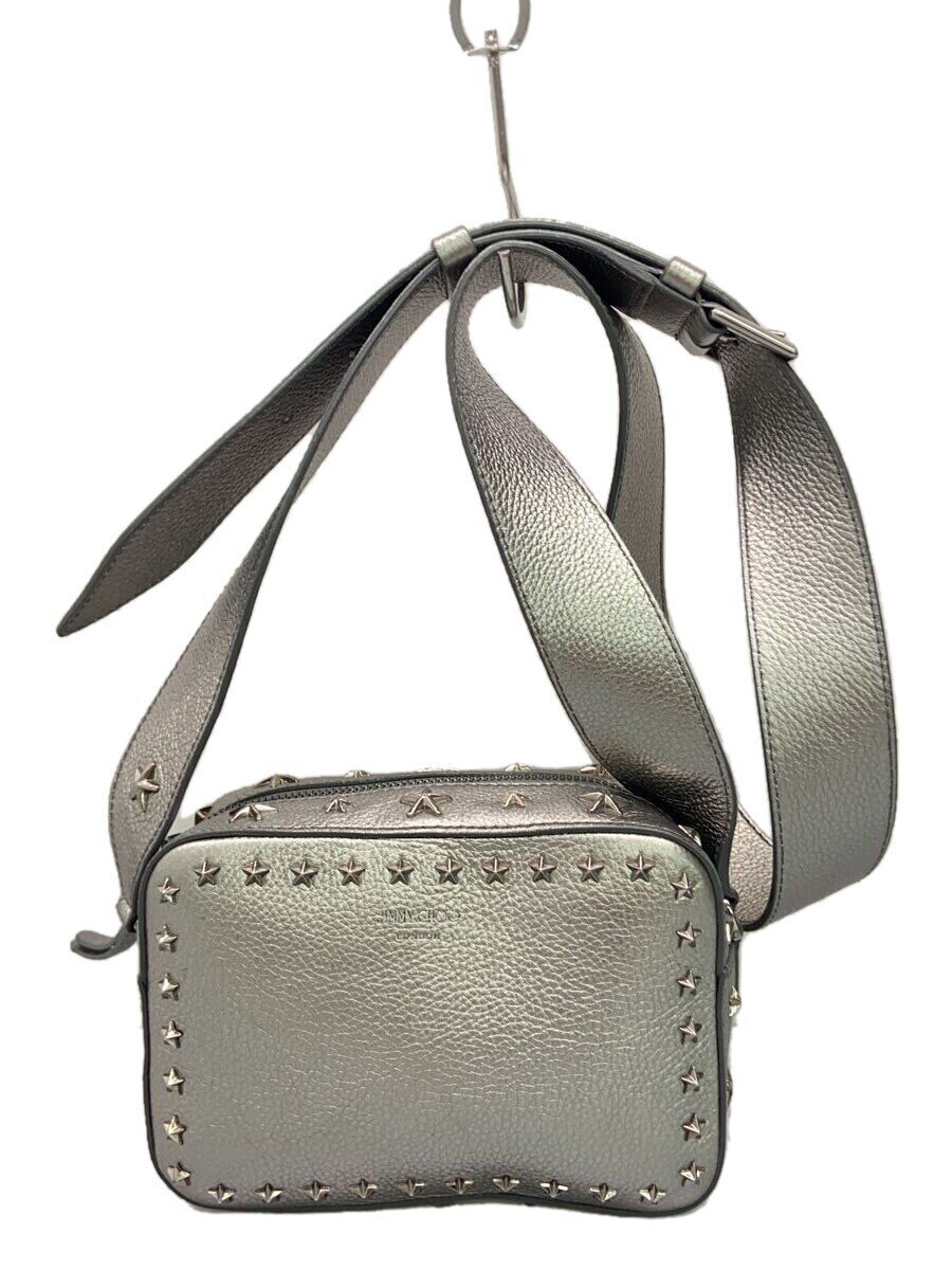 【中古】JIMMY CHOO◆ショルダーバッグ/牛皮/SLV【御徒面子】