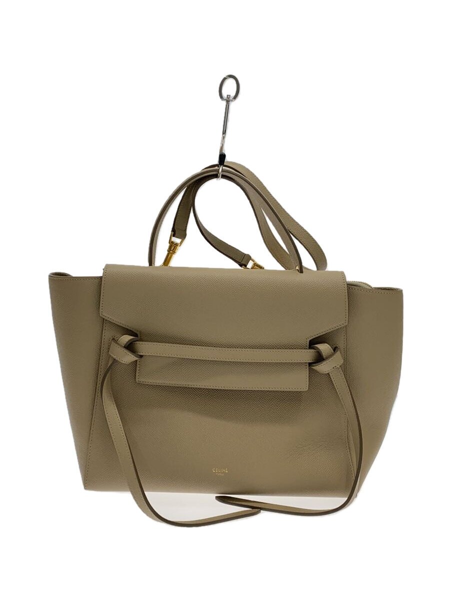 【中古】CELINE◆胴締め御徒面子/ショルダーバッグ/なめし革/BEG/無地/18900 3ZVA 18LT【御徒面子】