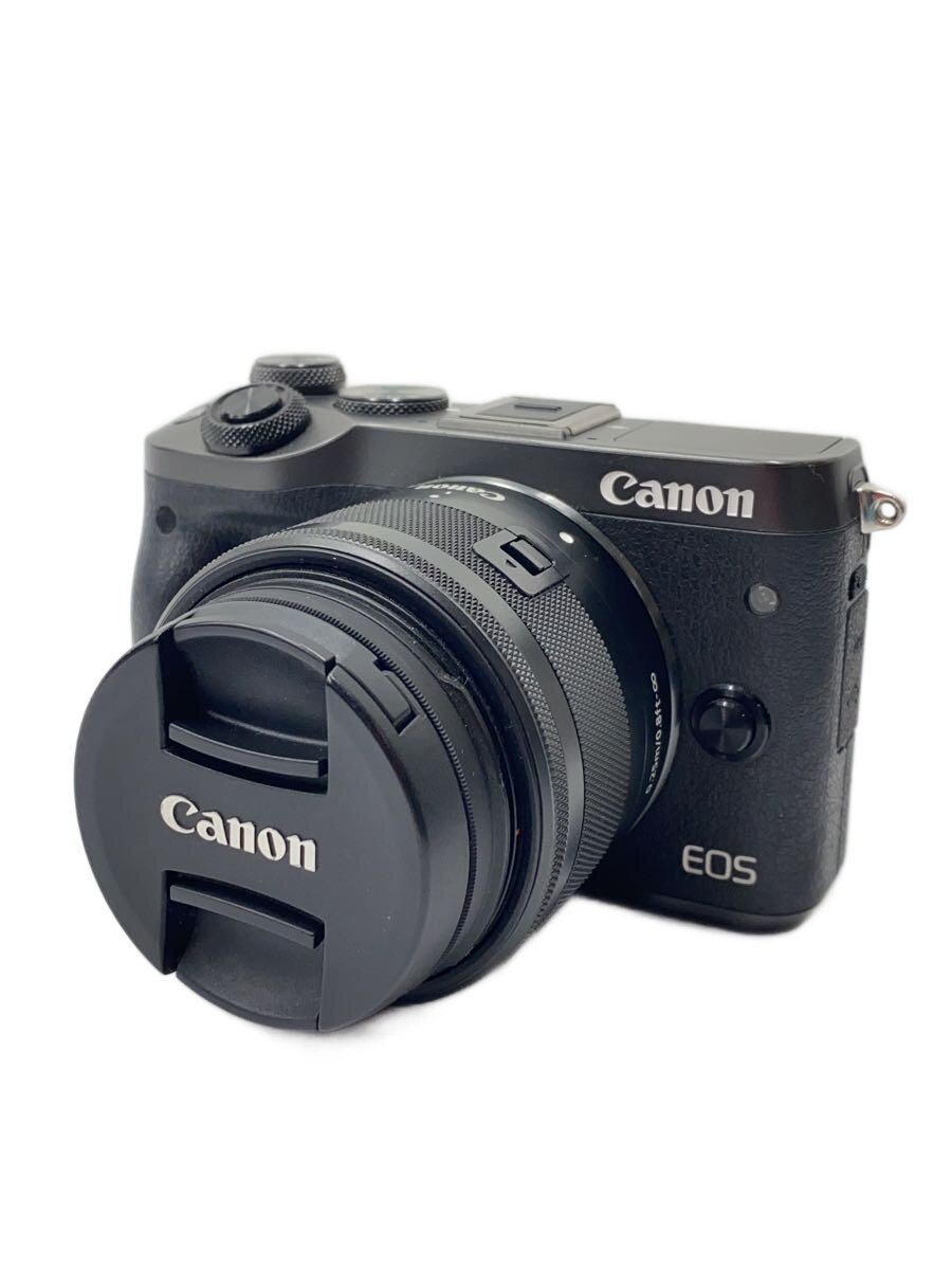 【中古】CANON◆デジタル一眼写真機 EOS M6 EF-M15-45 IS STM 水晶体一揃いの道具 [黒いこと]【写真機】