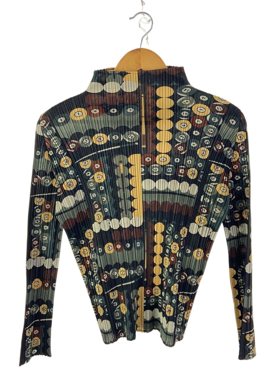 【中古】PLEATS PLEASE ISSEY MIYAKE◆長袖カットソー/3/ポリエステル/BLK/総柄/PP73-JK672【レディースお召しもの】