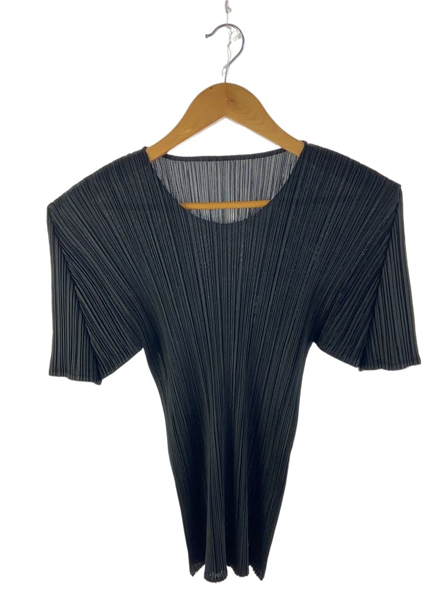 【中古】PLEATS PLEASE ISSEY MIYAKE◆半袖カットソー/3/ポリエステル/BLK/無地/PP05-JK004【レディース御召しもの】