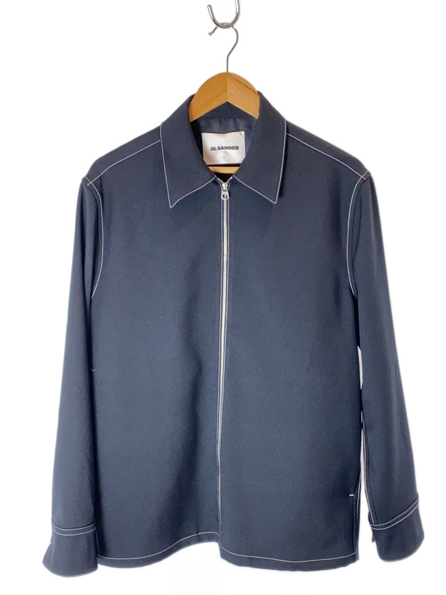 【中古】JIL SANDER◆P/SERGE ZIP UP SHIRT/44/ポリエステル/BLK/J22DL0299 J70001【メンズウェア】