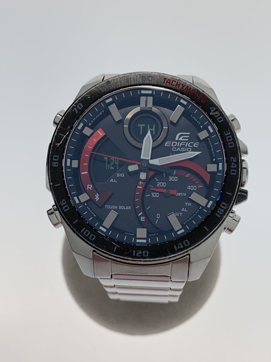 【中古】CASIO◆ソーラーウオッチ/デジアナ/ステンレス鋼/BLK/ECB-900Y/EDIFICE/傷有【服飾雑貨他】