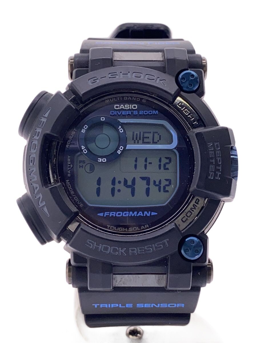 【中古】CASIO◆ソーラーウオッチ・G-SHOCK/デジタル/BLU/BLK//【服飾雑貨他】