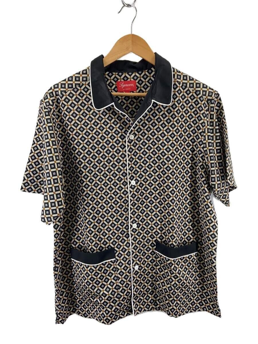 【中古】Supreme◆半袖プルオーバー/M/ポリエステル/BLK/モノグラム【メンズウェア】