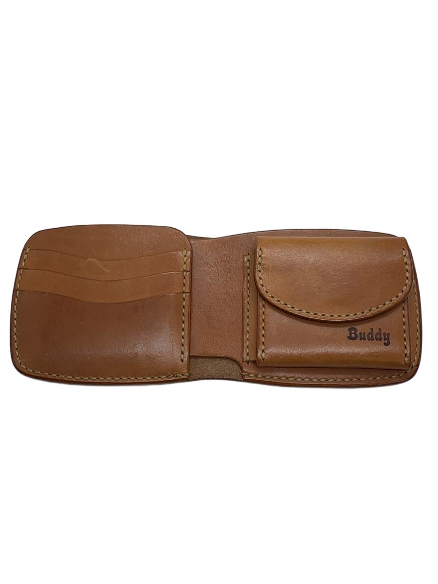 【中古】BUDDY◆2つ折り紙入れ/なめし革/BRW/無地/メンズ【服飾雑貨他】