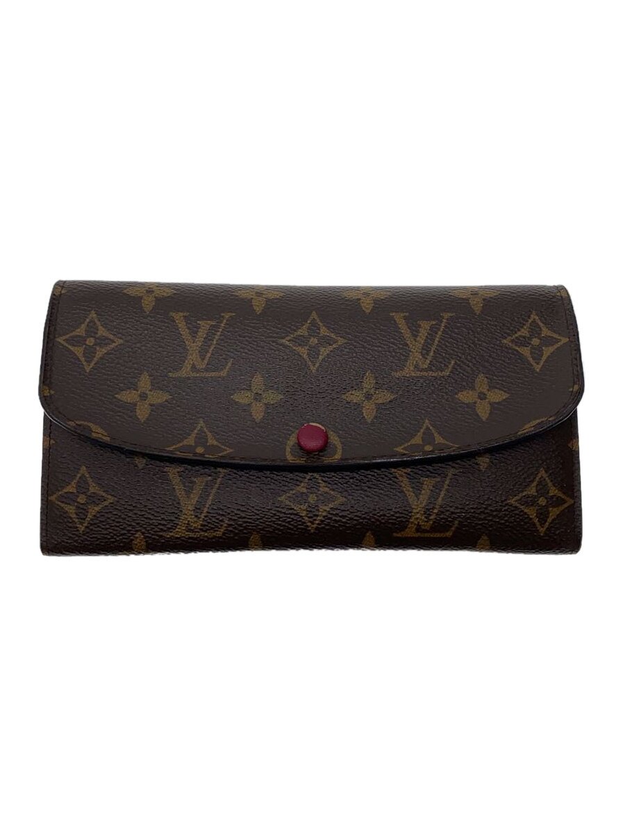 【中古】LOUIS VUITTON◆ポルト・フォイユ・エミリー_モノグラム・キャンバス_BRW_フューシャ/PVC/BRW/レディース【服飾雑貨他】