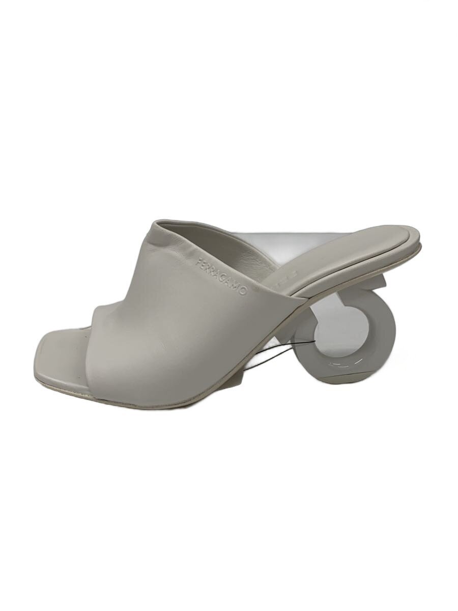 【中古】Salvatore Ferragamo◆ガンチーニヒール/SLIDE ELINA/サンダル/UK5.5/WHT/なめし革【シューズ】