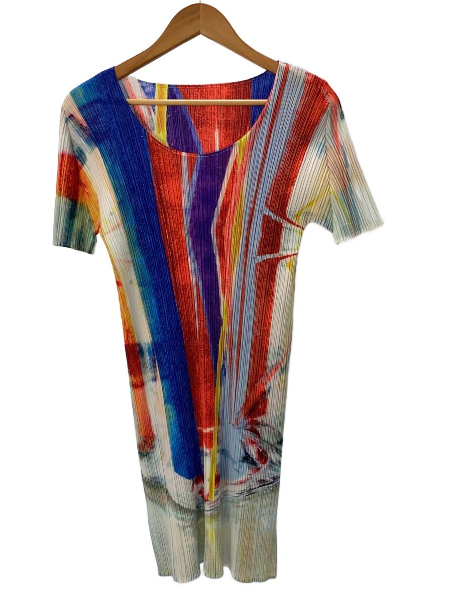 【中古】PLEATS PLEASE ISSEY MIYAKE◆カットソー/3/ポリエステル/マルチ色つや/PP13-JT666//【レディース御召しもの】
