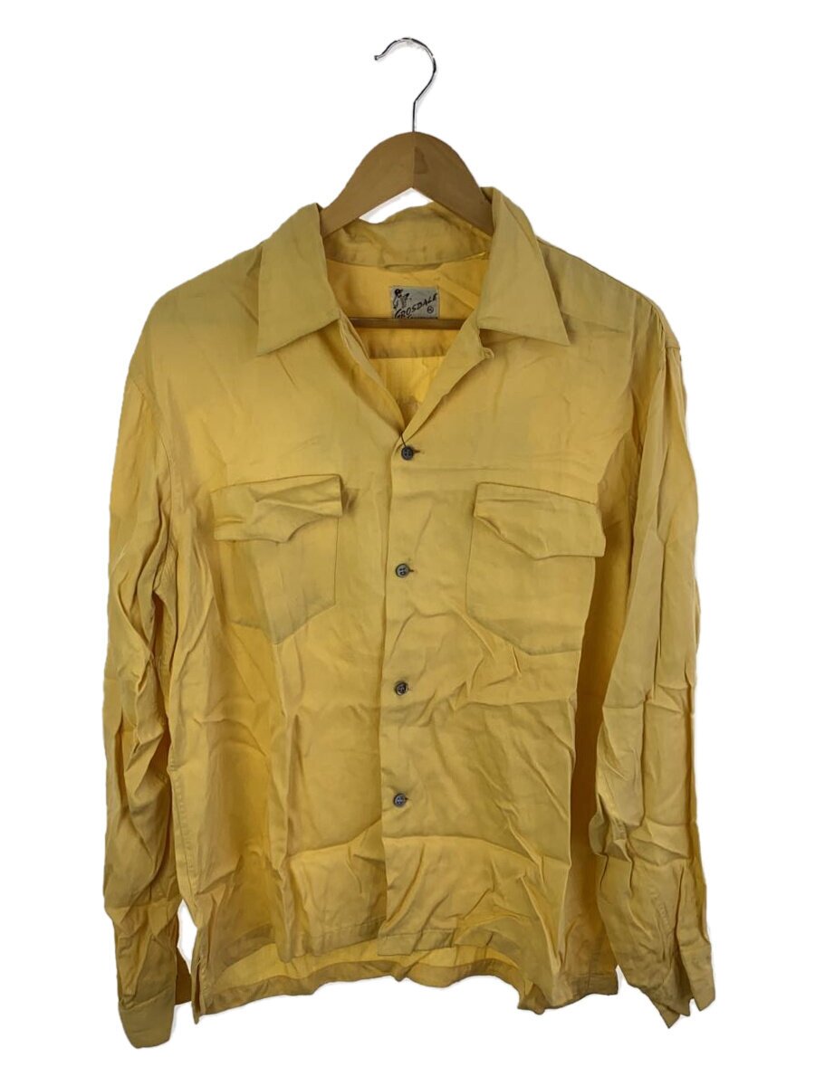 【中古】GROSDALE SPORTSWEAR/50s～/明けっ広げ色合い/開襟/チェーン店刺しゅう/長袖プルオーバー/YLW【メンズウェア】