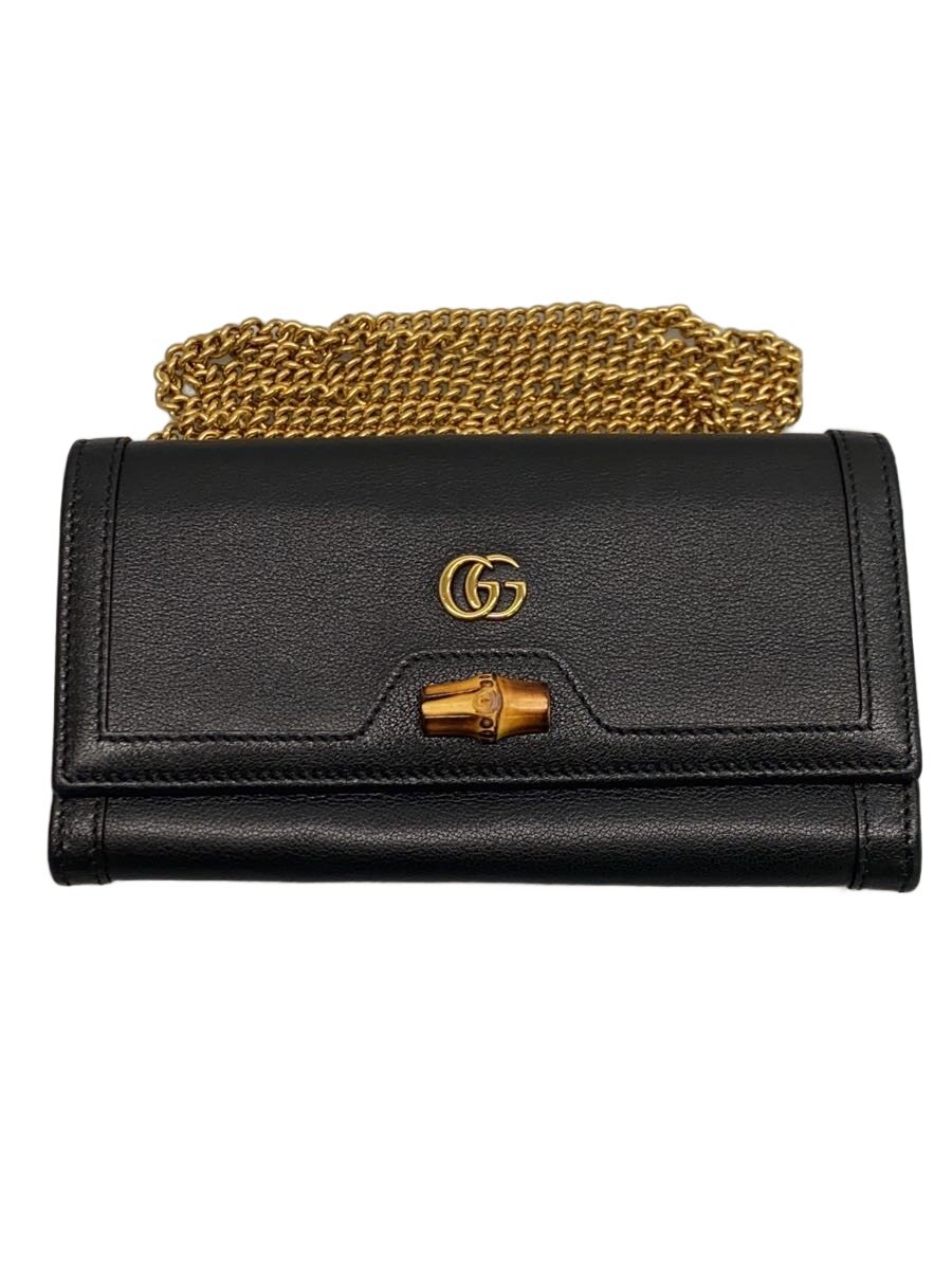 【中古】GUCCI◆長銭入れ/なめし革/BLK/レディース/658243/黒いこと【服飾雑貨他】