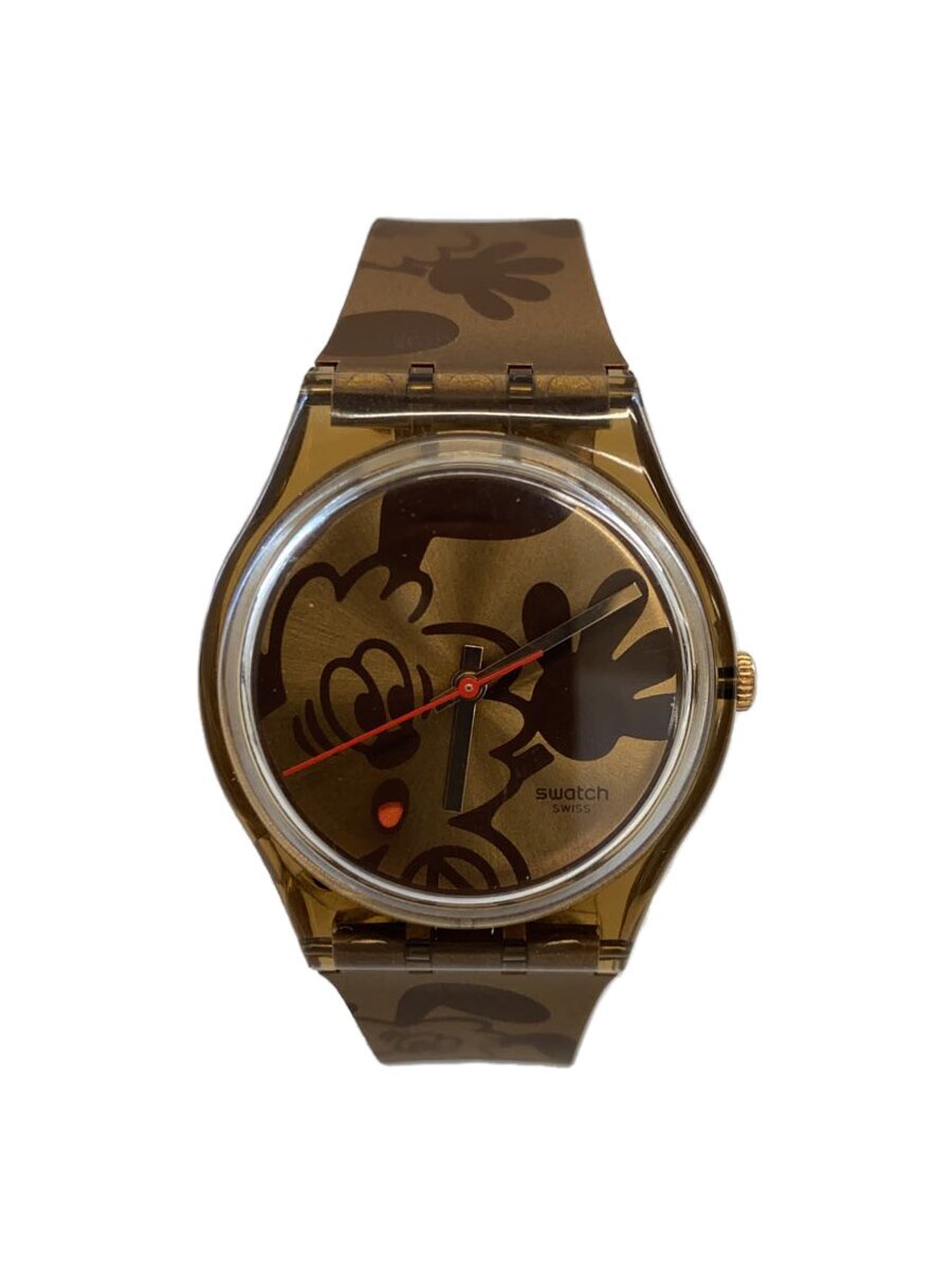 【中古】SWATCH◆VERDY swatch Vick Bronze/石英ウオッチ/アナログ/天然ゴム/BRW【服飾雑貨他】